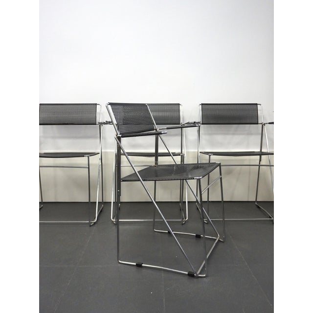 X Line Chairs with Armrests by Niels Jørgen Haugesen, 1970s, Set of 4 For Sale - Image 10 of 10