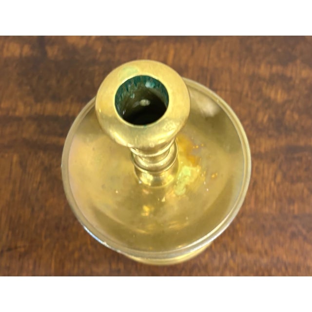Antique Brass Candlestick Chamberstick With Drip Tray For Sale In Kansas City - Image 6 of 8
