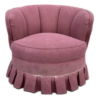 Vintage 1940s Channel Back Swivel Chair For Sale