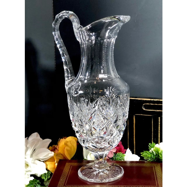 Glass Antique St Louis Florence Cut Crystal Tall Water Pitcher For Sale - Image 7 of 10