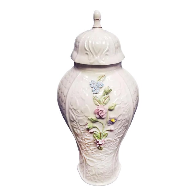 Belleek Peacock & Flowers Porcelain Millennium Vase - Lid & Original Box For Sale