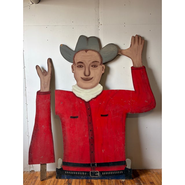 Not your average cowboy art! This massive 15 foot tall hand-painted roadside sign is a room defining piece of authentic...