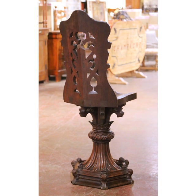 19th Century French Gothic Revival Oak Ecclesiastical Church Chair For Sale - Image 11 of 12