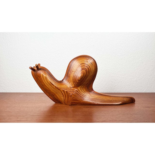 Large Mid-Century Modern Danish Wooden Carved Snail Sculpture, 1960s For Sale - Image 11 of 18