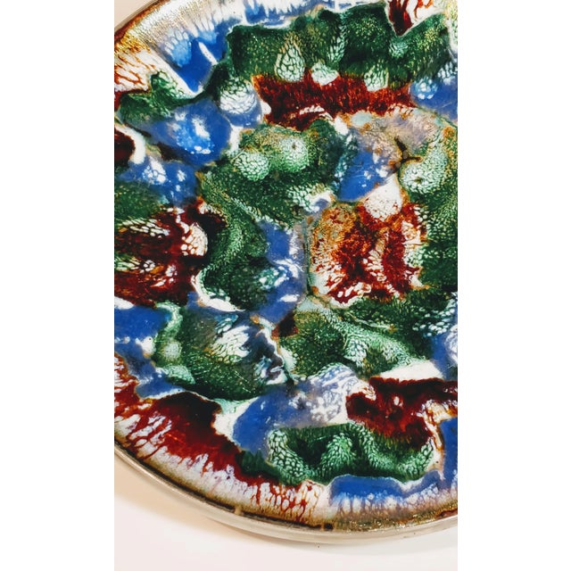 Metal Vintage Mid Century Abstract Art Decorative Enamel Bowl For Sale - Image 7 of 9