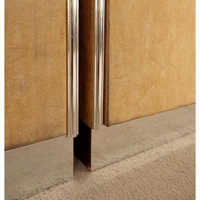 Metal Wardrobes in Brown Suede and Metal by Guido Faleschini, 1960s, Set of 2 For Sale - Image 7 of 13