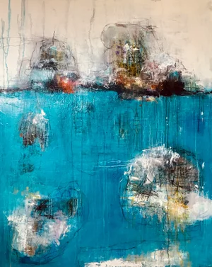 "Night Watch" Contemporary Abstract Mixed-Media Painting