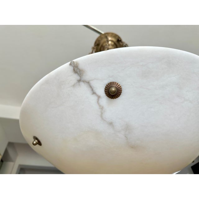 Large French Directoire Style Alabaster Chandelier Pendant Light For Sale - Image 14 of 17