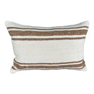 Turkish Hemp Pillow Cushion Natural Beige Brown Pillow Cushion Cover 16" x 24" For Sale