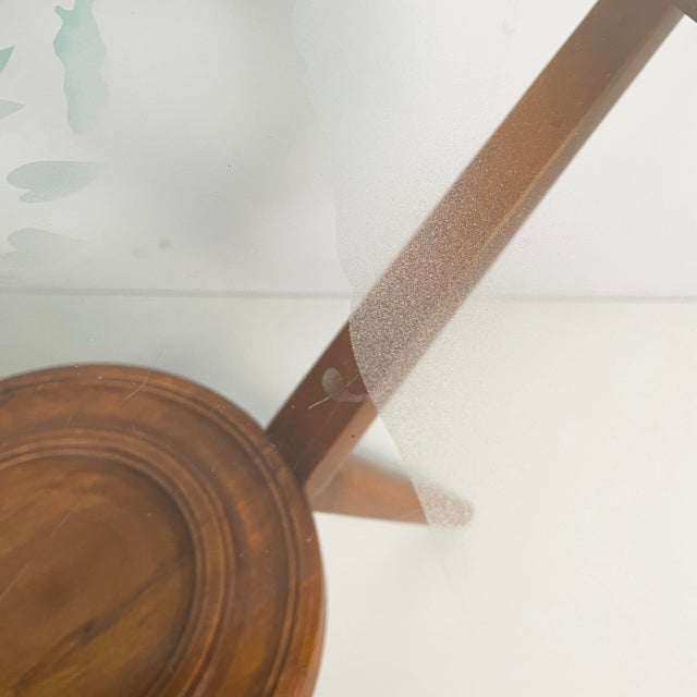 Mid-Century Modern Italian Coffee Table in Wood and Decorated Glass, 1950s For Sale - Image 9 of 15