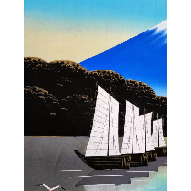 Japanese Painting of Mount Fuji Signed by Artist | Chairish