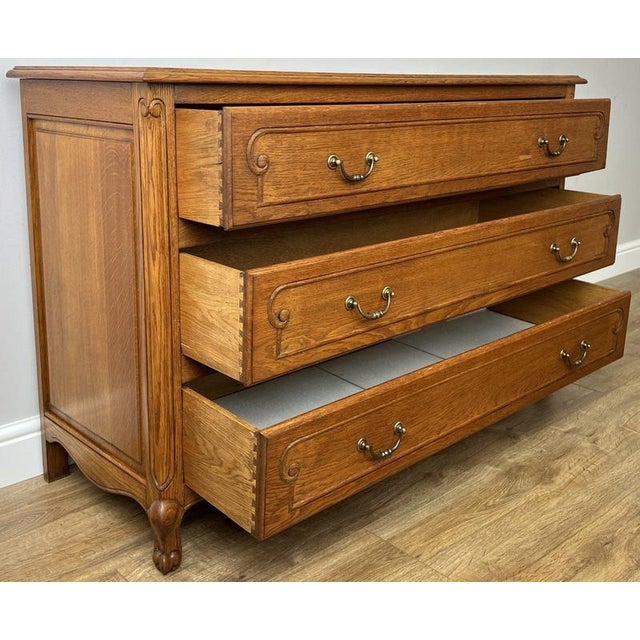 Vintage Louis French Oak Chest of Drawers with Three Drawers For Sale - Image 11 of 12