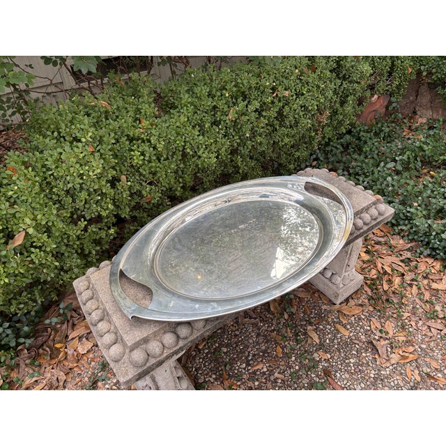 Mid-Century Modern 1960s Scandinavian Modern Nickel Silver Tray For Sale - Image 3 of 12