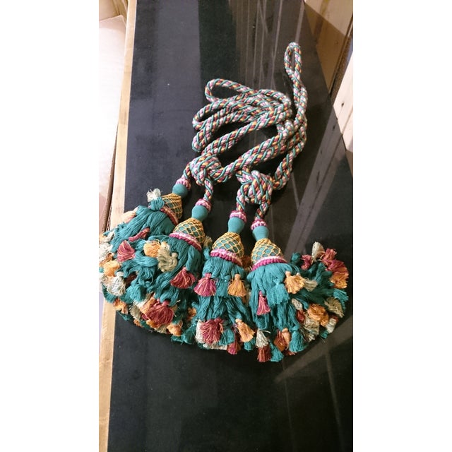 Royal Green Scalamandre Silk Knitted Curtain Tassel Tie Backs A Pair Chairish