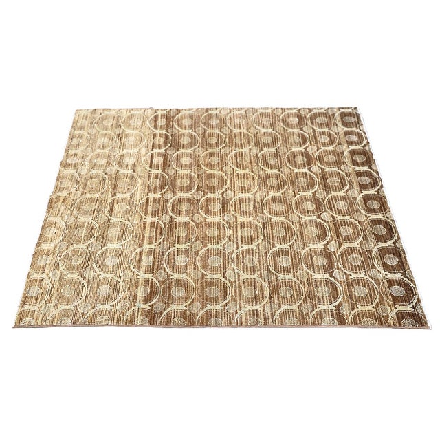 Modern 3' X 4' Fine Luxury Camel Brown & Ivory Silk Ariana Modern Area Rug For Sale - Image 3 of 7