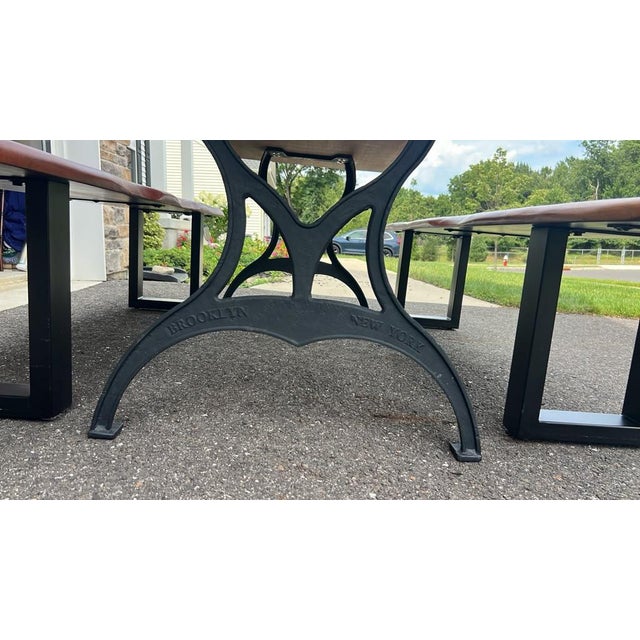 Industrial Live-Edge Dining Table + 2 Benches For Sale - Image 3 of 7
