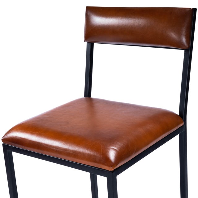 Lazarus 27 in. Seat Height Leather and Metal Counter Stool, Industrial Chic For Sale - Image 11 of 11