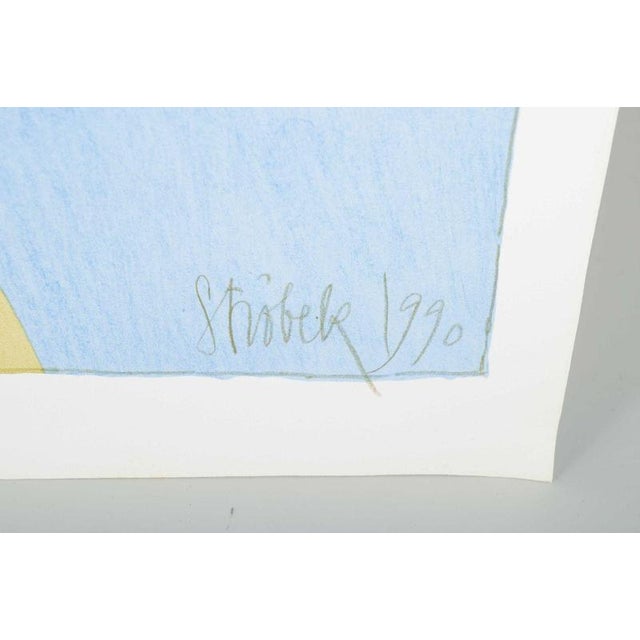 1990s Niels Strøbek, Naturalistic Portrait of a Woman with Headscarf, 1990, Color Lithograph For Sale - Image 5 of 6