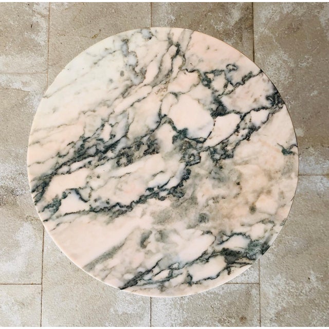 About 19th Spanish bronze and brass gilded side table with white marble top Beautiful bronze reliefs in the base of the...