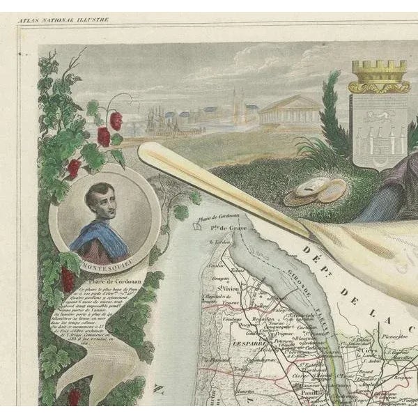 Map of Gironde and Bordeaux Wine by Levasseur, 1852 For Sale - Image 6 of 8