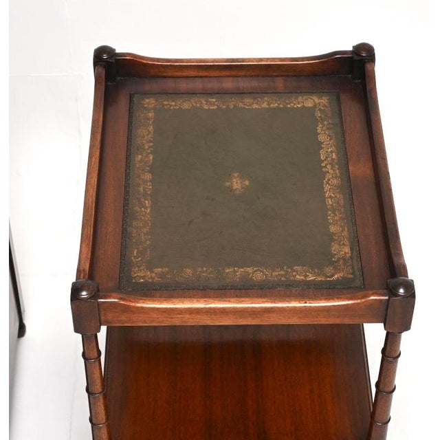Antique Georgian Leather Top Side Tables, 1930s, Set of 2 For Sale - Image 9 of 11