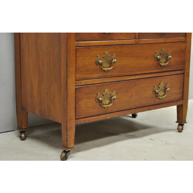 Wood Antique Walnut Miniature Salesman Sample Small Chippendale Chest of Drawers For Sale - Image 7 of 16