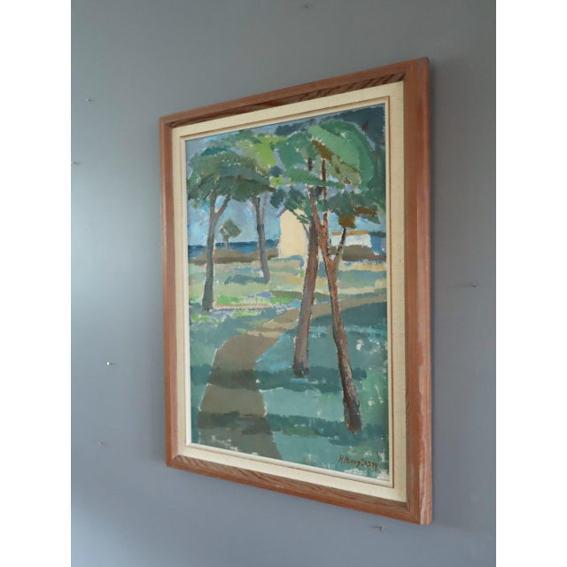 Mid 20th Century Mid-Century Modern 'Pathway to the Sea' Vintage Original Landscape Oil Painting, Framed For Sale - Image 5 of 13