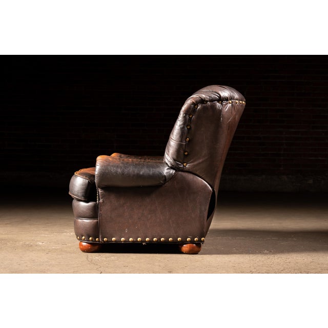 Vintage English Tufted Leather Club Chair in Brown For Sale - Image 4 of 11