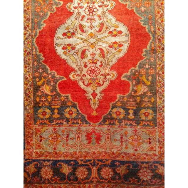 Late 19th Century 19th Century Turkish Oushak Area Rug, Hand-Knotted Wool, Red & Ivory, 5' x 6' For Sale - Image 5 of 11
