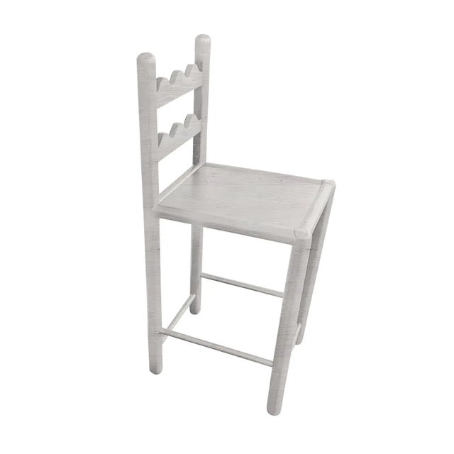 French Country Solid Oak Country French Counter Stools Antique White -Set of 4 For Sale - Image 3 of 5