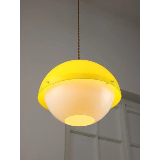 Mid-Century Modern Space Age Yellow Acrylic Glass Pendant Lamp, 1970s For Sale - Image 3 of 13