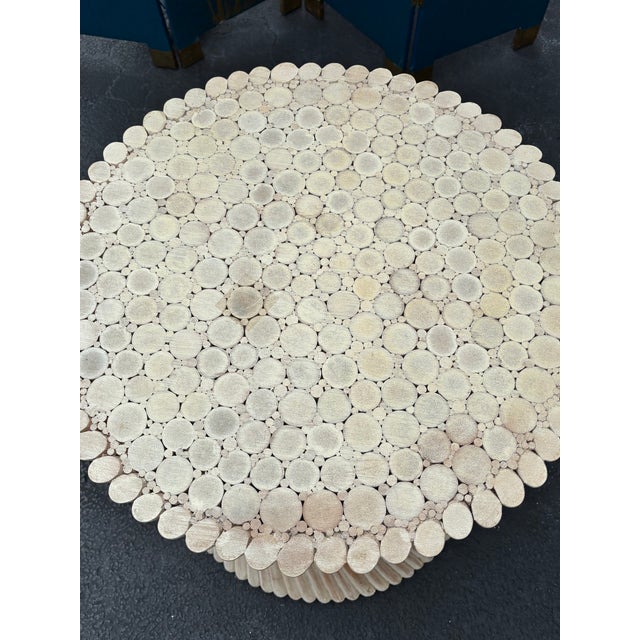 McGuire Mid 20th Century McGuire Attributed Sheaf of Wheat Twisted Bamboo pedestal Table For Sale - Image 4 of 8