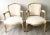 Beautiful, French 1920s petite-scale, Louis XV-style painted armchairs. The chairs feature beautifully carved frames...