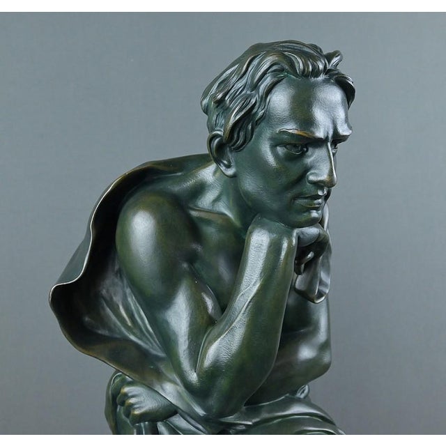 Forest Green Chiparus, Sculpture The Thinker, 1890s, Bronze For Sale - Image 8 of 18