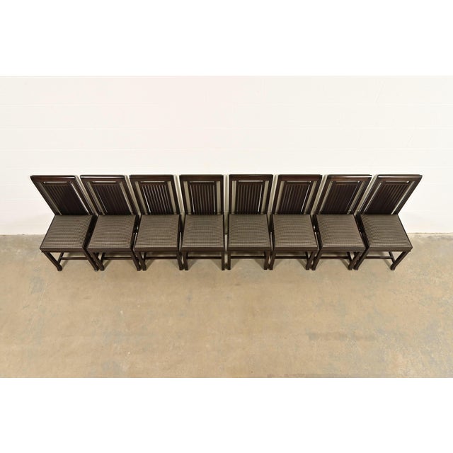 Late 20th Century Frank Lloyd Wright for Cassina Arts & Crafts Dark Cherry Wood Dining Chairs, Set of Eight For Sale - Image 5 of 13