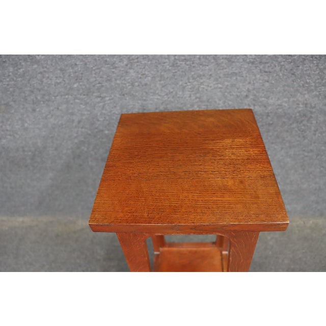 Stickley Stickley Quarter Sawn Oak Lighted Display Pedestal Cabinet For Sale - Image 4 of 14