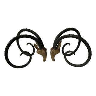 1970s Two Tone Brass Ibex Ram Dining Table - Set of 2 For Sale