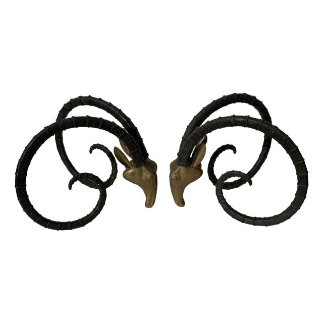 1970s Two Tone Brass Ibex Ram Dining Table - Set of 2 For Sale