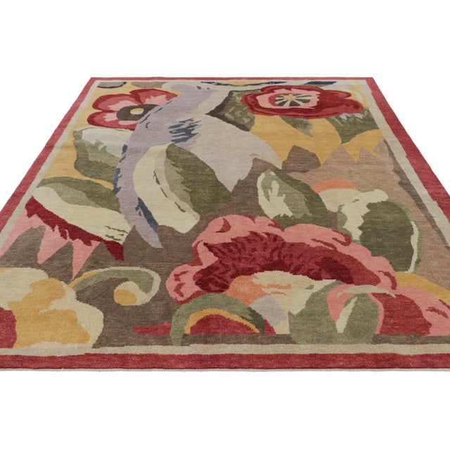 2010s Rug & Kilim’s French Art Deco Style Rug in Polychromatic Impressionist Florals For Sale - Image 5 of 7