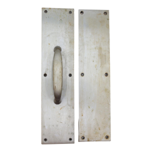 Vintage 14 In. Brushed Nickel Brass Door Pull & Push Plate Set