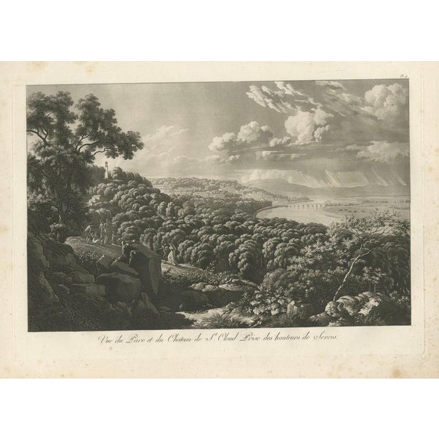 Louis-Pierre Baltard, Panoramic View of Saint-Cloud from Sèvres, 1803, Engraving For Sale - Image 11 of 11
