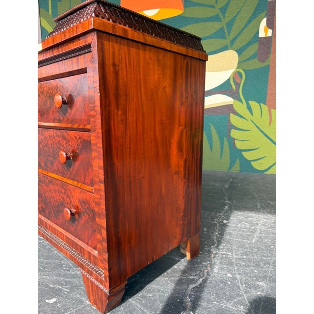 Wood Antique 19th Century Flame Mahogany Marble-Topped Chest For Sale - Image 7 of 16
