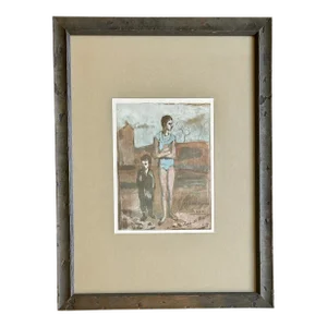 Pablo Picasso Harlequin and Boy Pochoir Print Vintage Original Signed