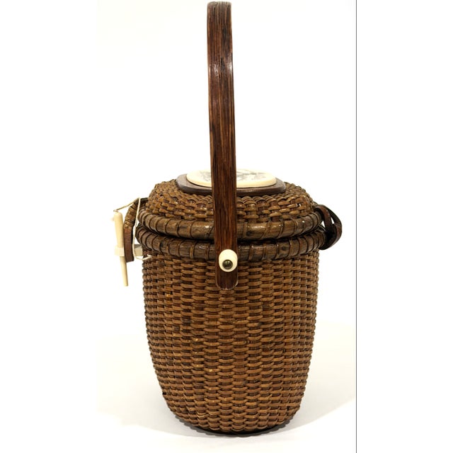 Late 20th Century Vintage Farnum Nantucket Basket With Boca Grande Lighthouse For Sale - Image 5 of 16