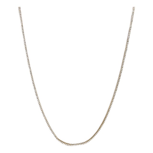 14K Yellow Gold 5.0 Cttw Lab Grown Diamond Tennis Necklace For Sale