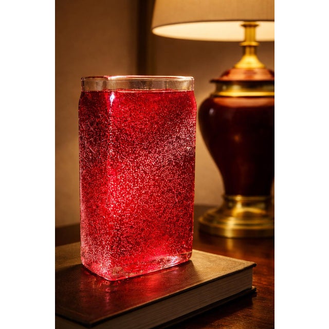 Vintage Ruby Controlled Bubble Studio Art Glass Vase, Sculptural Bud Vase, 7” For Sale In Los Angeles - Image 6 of 7