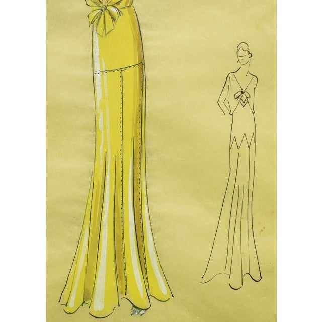 Lanvin of Paris C1920s Fashion Model Original Watercolour For Sale - Image 4 of 5