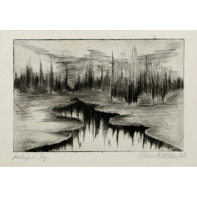 Two Lake Landscapes - Original Etching and Drypoint - 1970s 1970s For Sale - Image 3 of 8