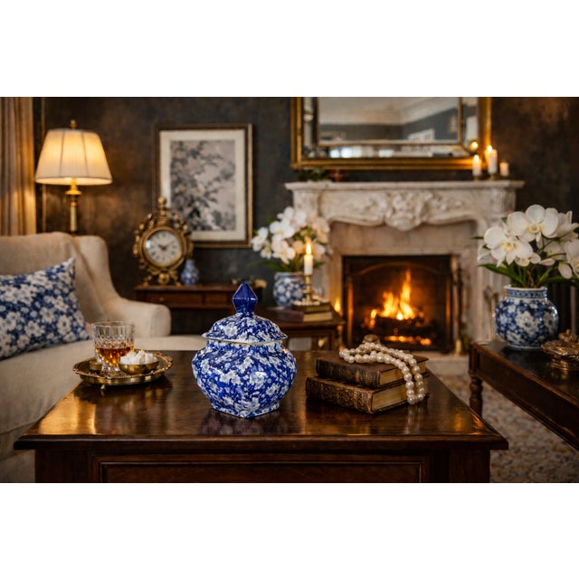 Chinese Blue and White Chinoiserie Earthenware Jar With Lid For Sale - Image 3 of 9