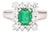 Vintage Emerald & Diamond Halo Gold Ring - 1970s, Size 6 For Sale